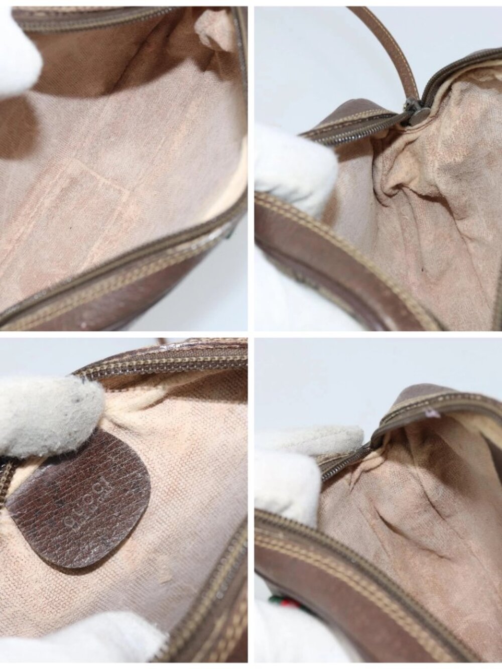 GUCCI GG Supreme Web Sherry Line Bag PVC Beige Gold 007 58 6112 Auth LNZ553 - Picture 15 of 16